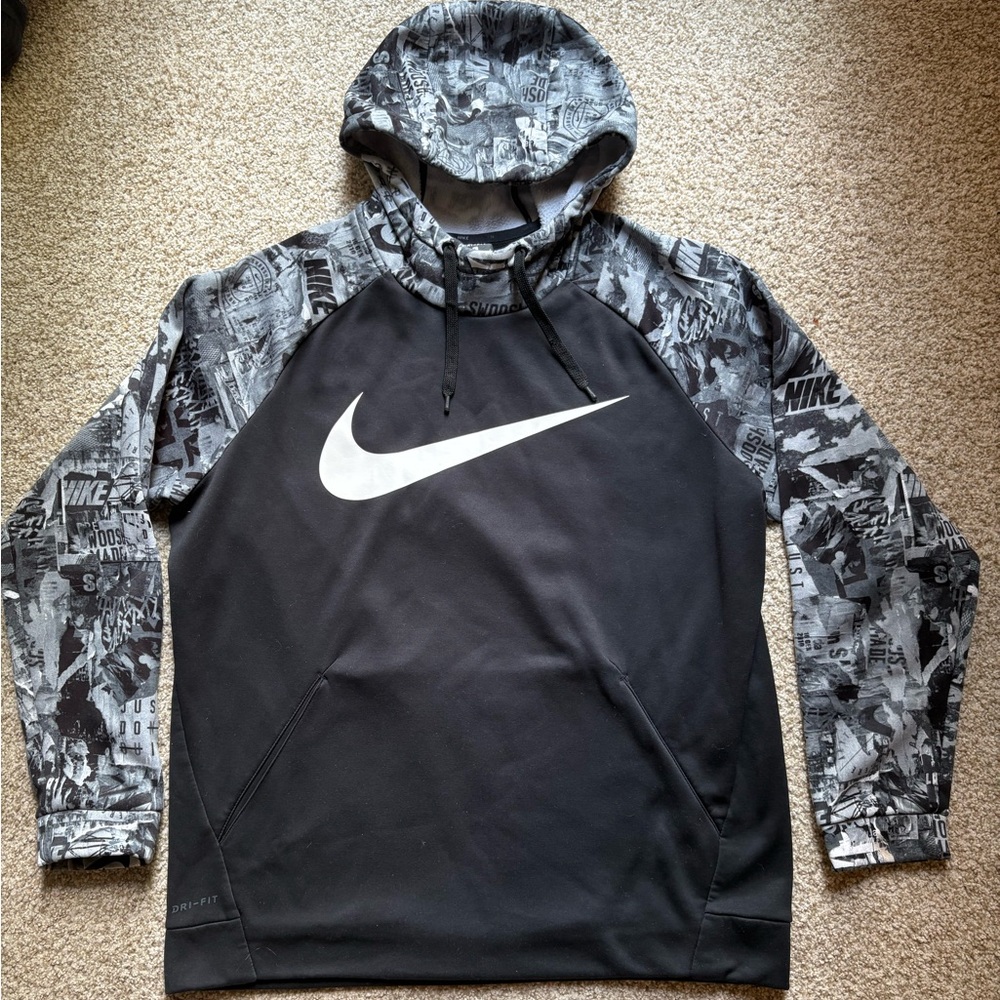 Nike Dri-FIT Black and Gray Hoodie